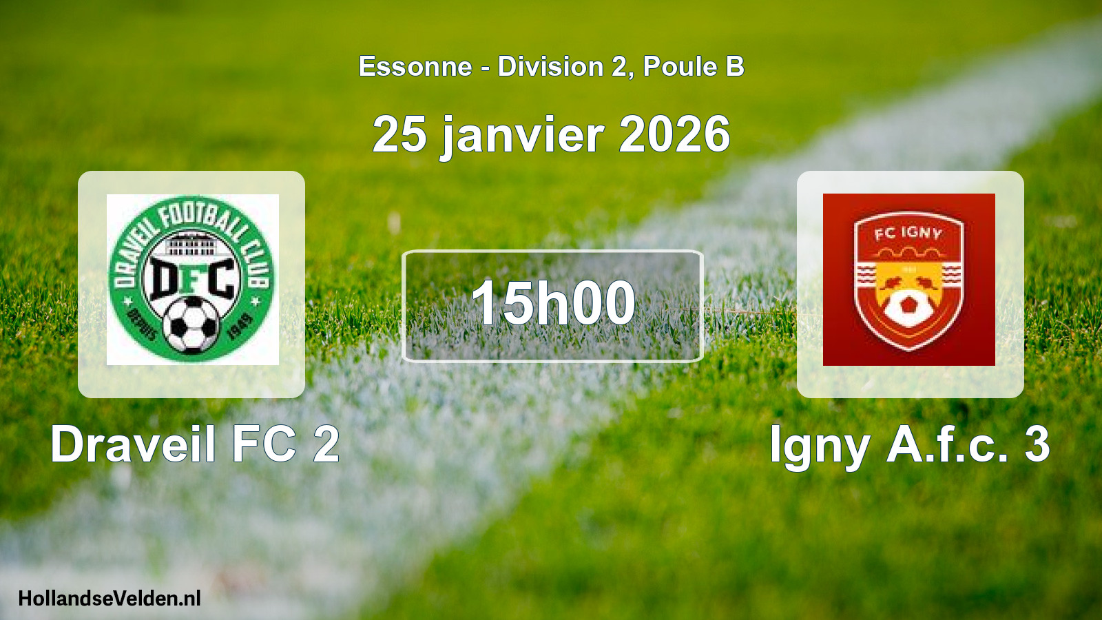 Match programmé: Draveil FC 2 - Igny A.f.c. 3 (25 janvier 2026)