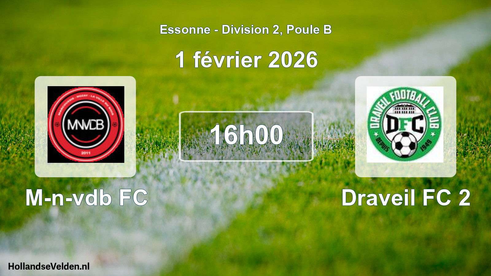 Match programmé: M-n-vdb FC - Draveil FC 2 (1 février 2026)