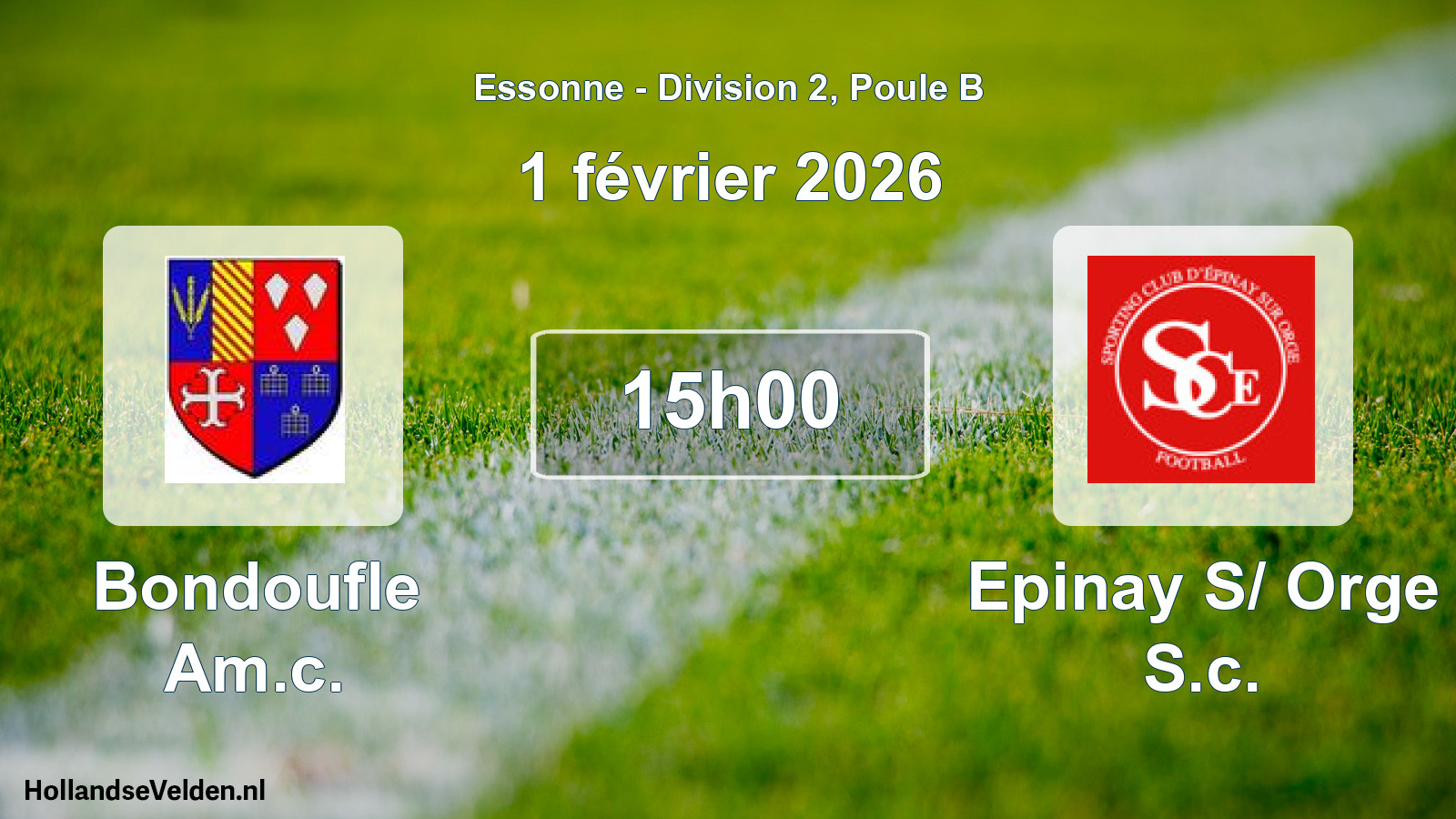 Match programmé: Bondoufle Am.c. - Epinay S/ Orge S.c. (1 février 2026)