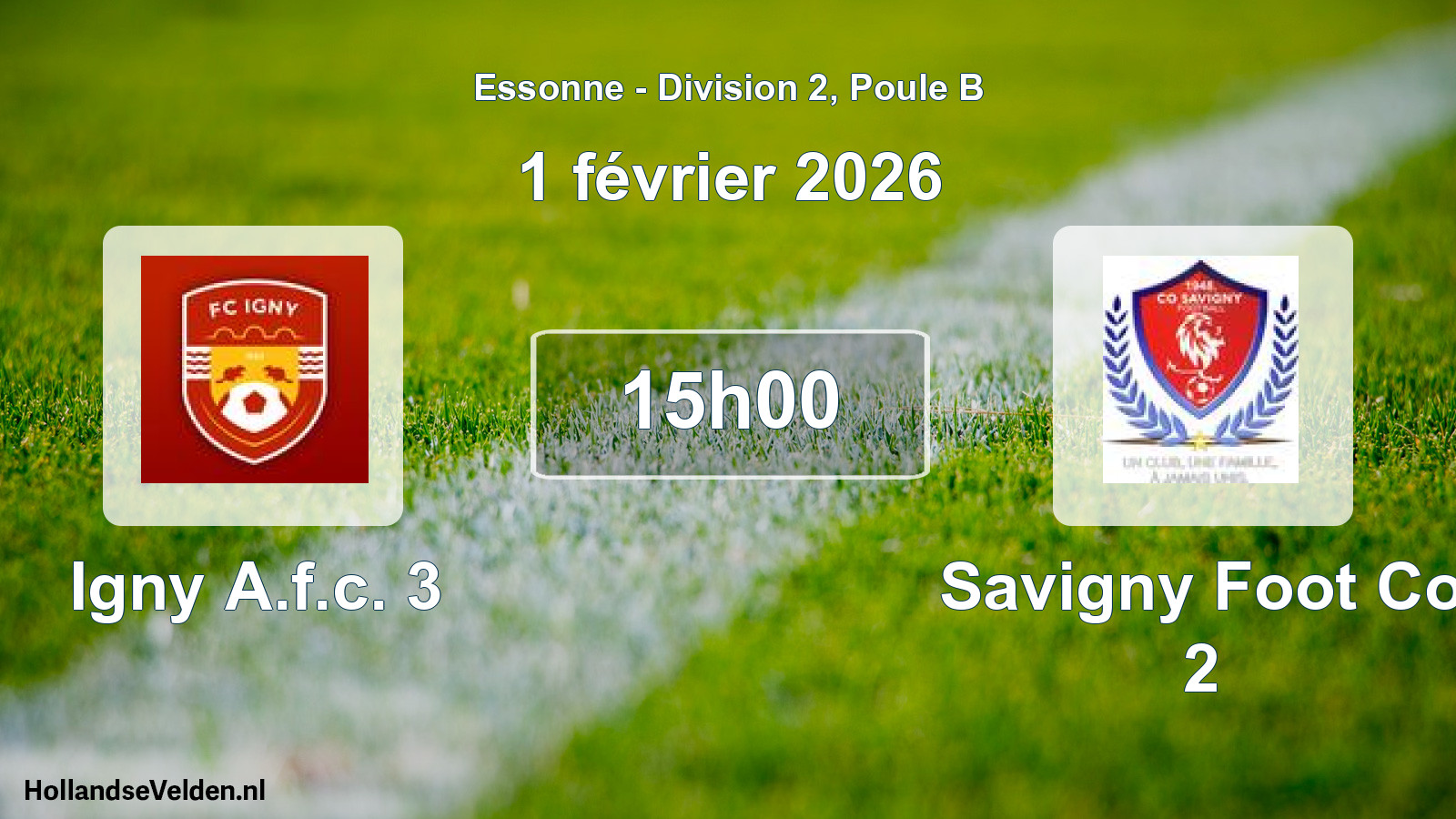 Scheduled Match: Igny A.f.c. 3 - Savigny Foot Co 2 (1 February 2026)