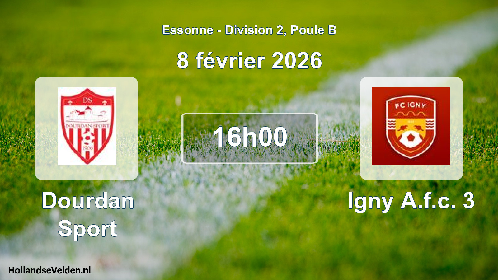 Match programmé: Dourdan Sport - Igny A.f.c. 3 (8 février 2026)