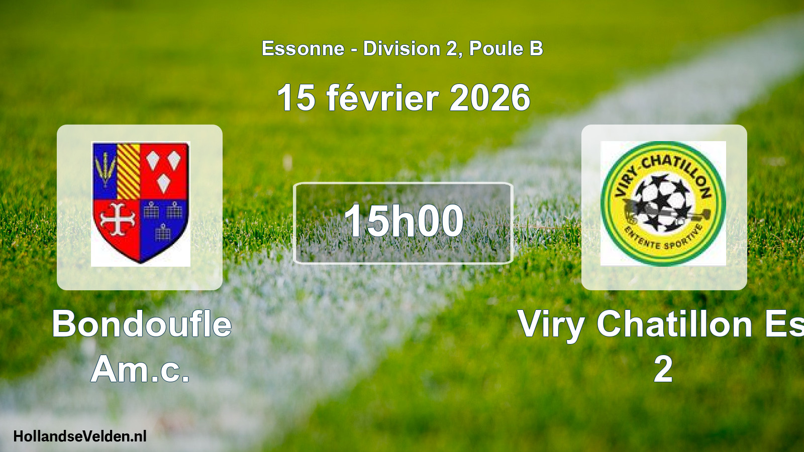 Match programmé: Bondoufle Am.c. - Viry Chatillon Es 2 (15 février 2026)
