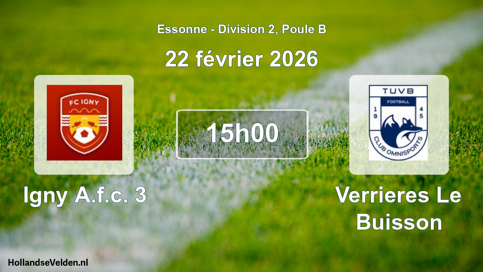 Match programmé: Igny A.f.c. 3 - Verrieres Le Buisson (22 février 2026)