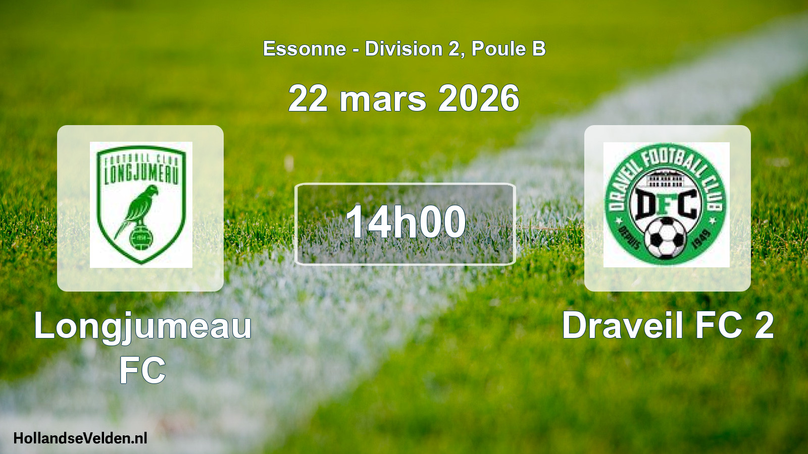 Match programmé: Longjumeau FC - Draveil FC 2 (22 mars 2026)