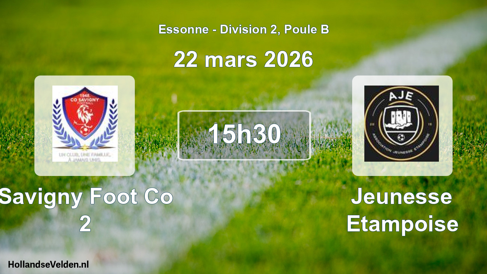 Match programmé: Savigny Foot Co 2 - Jeunesse Etampoise (22 mars 2026)