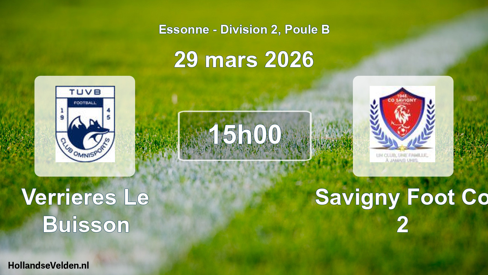 Match programmé: Verrieres Le Buisson - Savigny Foot Co 2 (29 mars 2026)