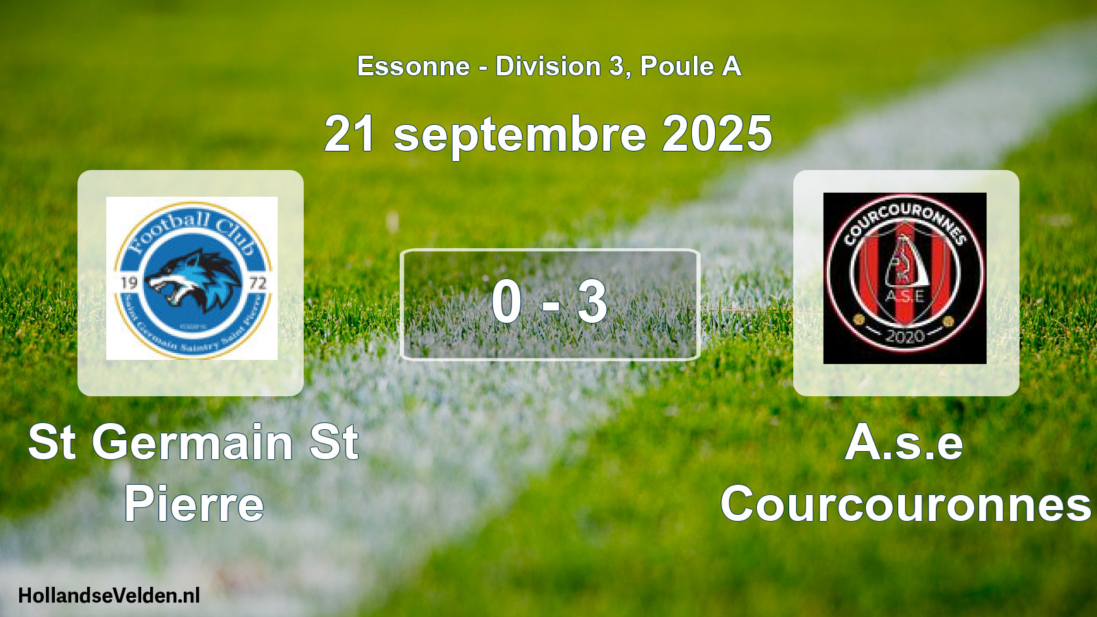 Match joué: St Germain St Pierre - A.s.e Courcouronnes 0 - 3 (21 septembre 2025)