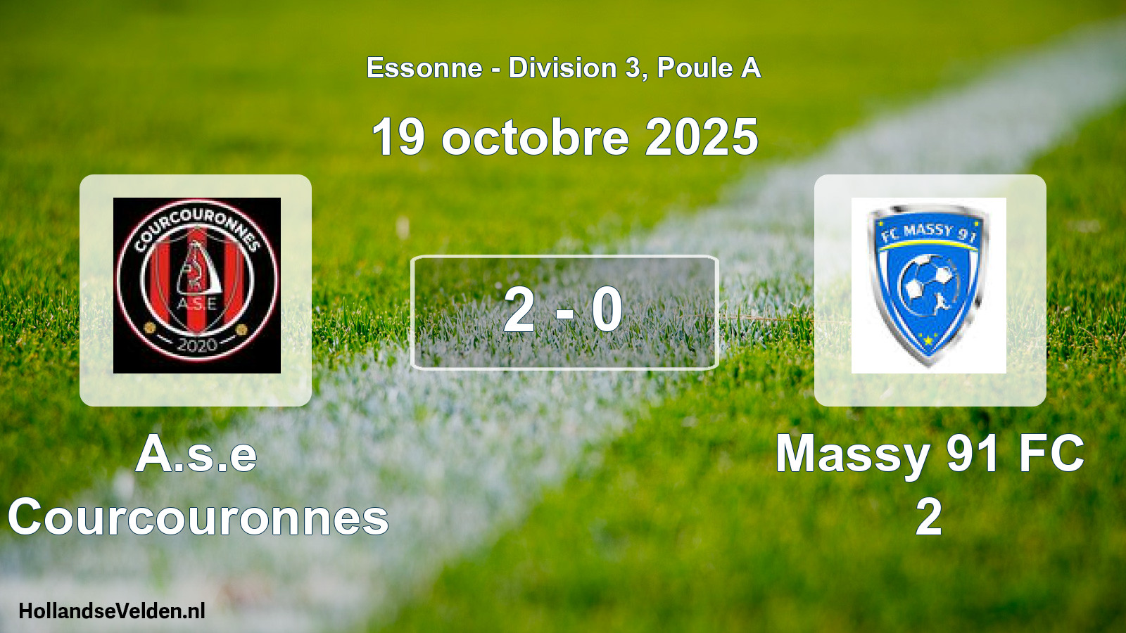 Total number of matches played: A.s.e Courcouronnes - Massy 91 FC 2 2 - 0 (19 October 2025)