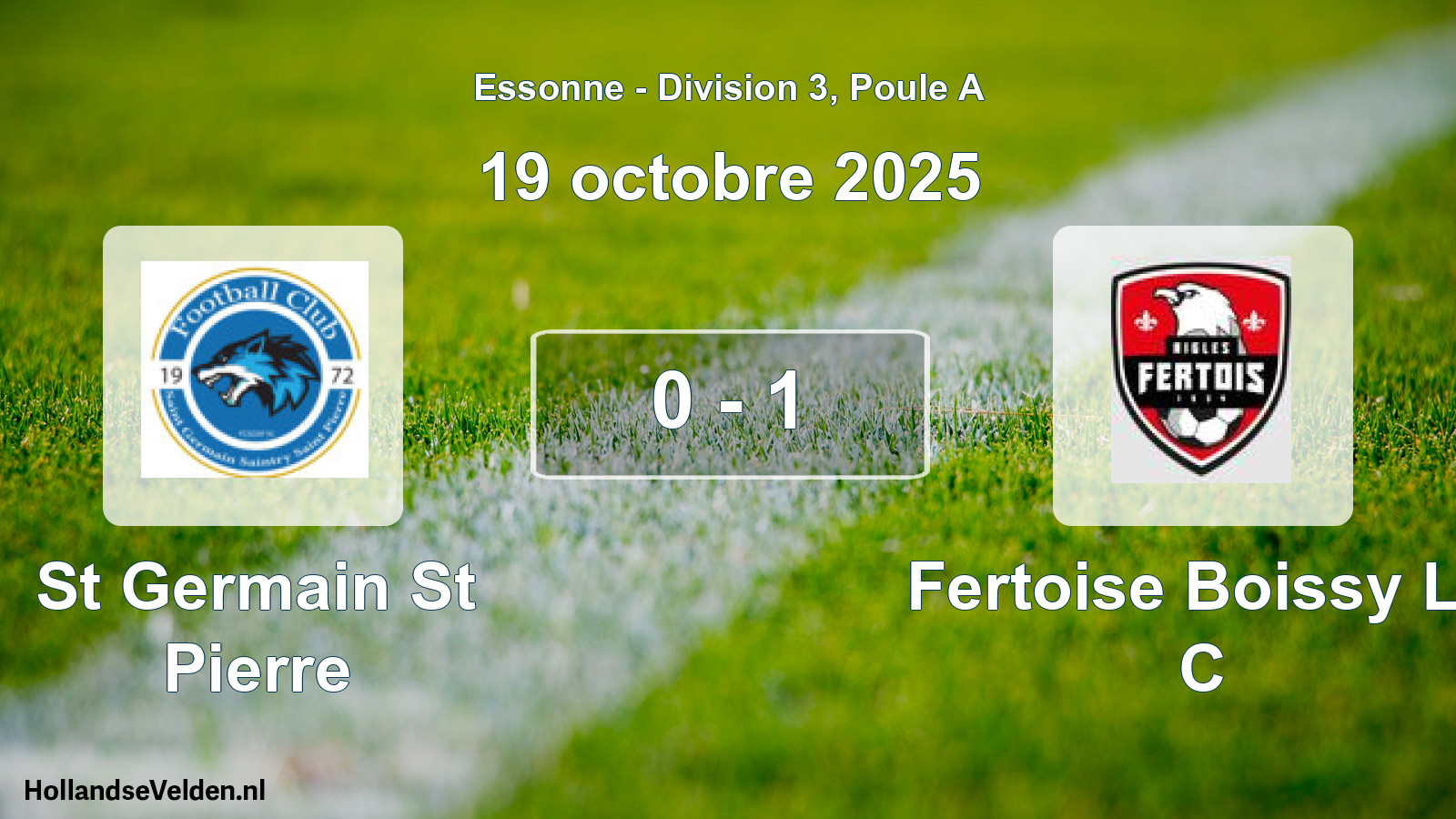 Total number of matches played: St Germain St Pierre - Fertoise Boissy Le C 0 - 1 (19 October 2025)