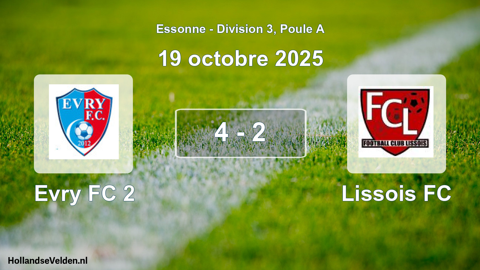 Match joué: Evry FC 2 - Lissois FC 4 - 2 (19 octobre 2025)