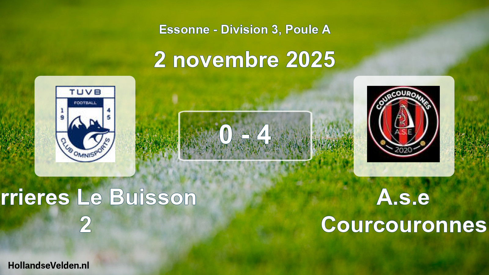 Match joué: Verrieres Le Buisson 2 - A.s.e Courcouronnes 0 - 4 (2 novembre 2025)