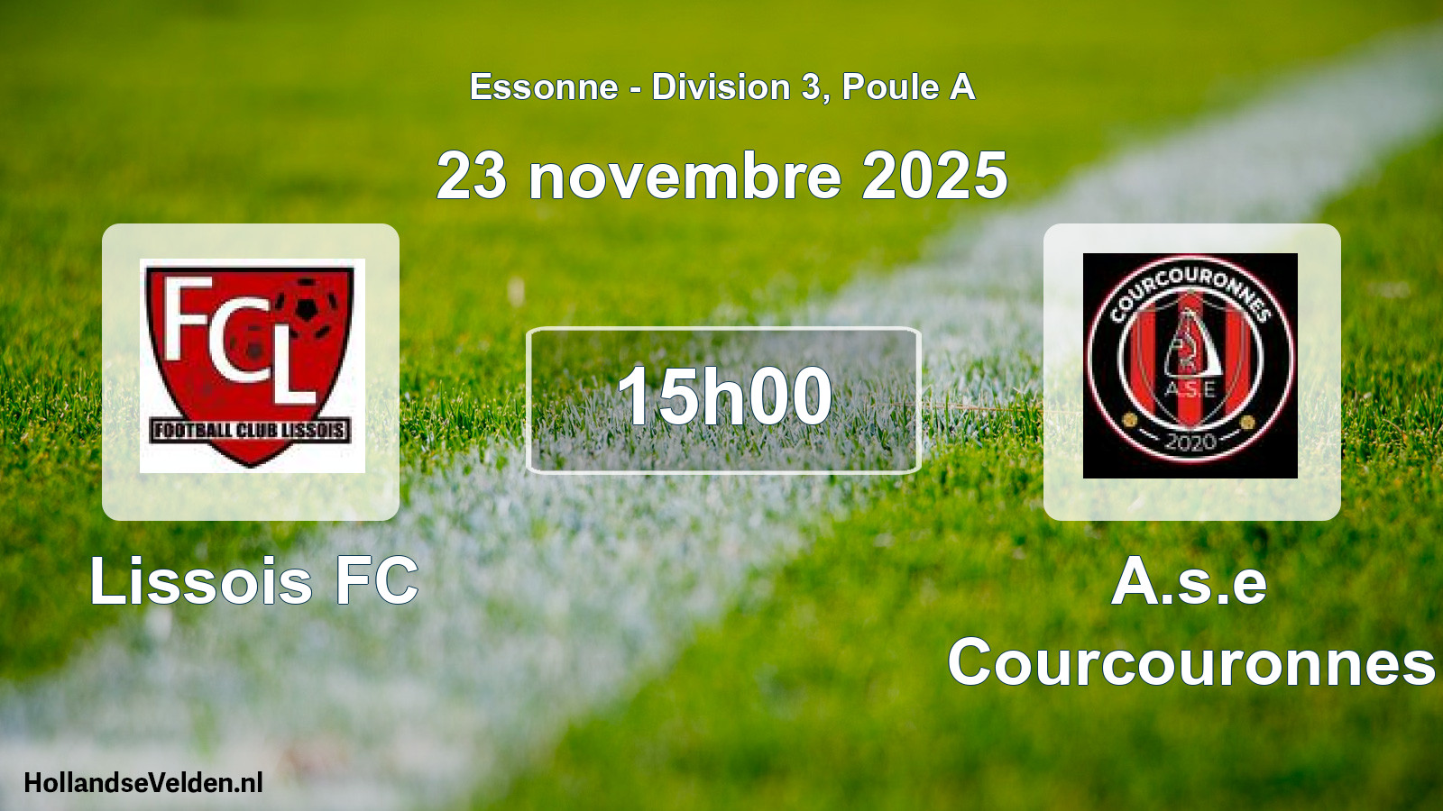 Match programmé: Lissois FC - A.s.e Courcouronnes (23 novembre 2025)
