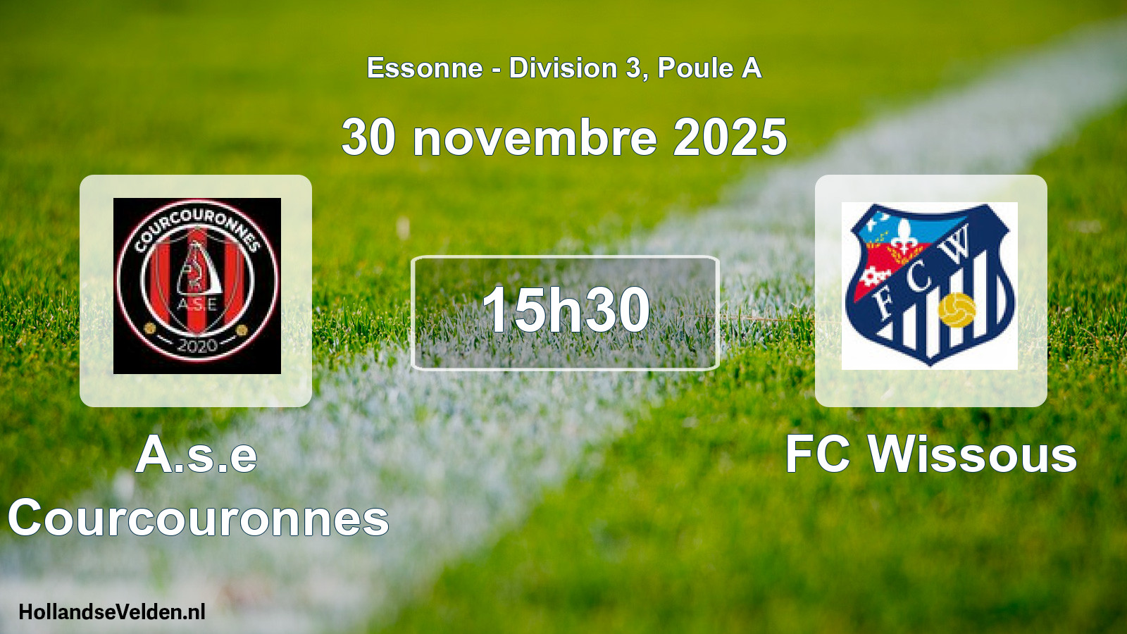 Match programmé: A.s.e Courcouronnes - FC Wissous (30 novembre 2025)