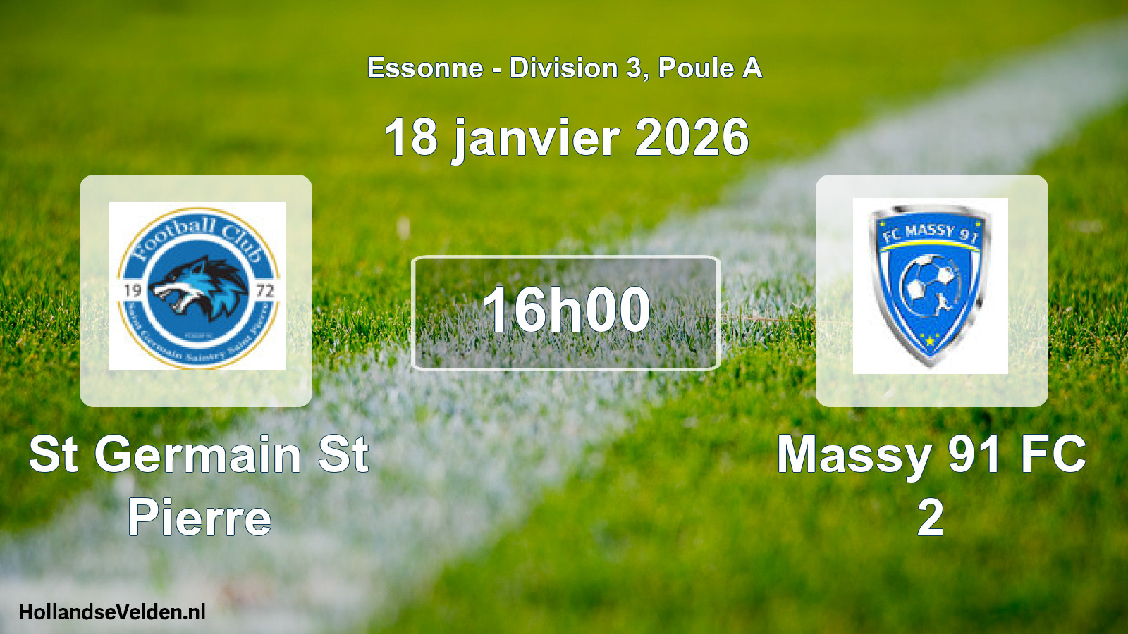 Match programmé: St Germain St Pierre - Massy 91 FC 2 (18 janvier 2026)