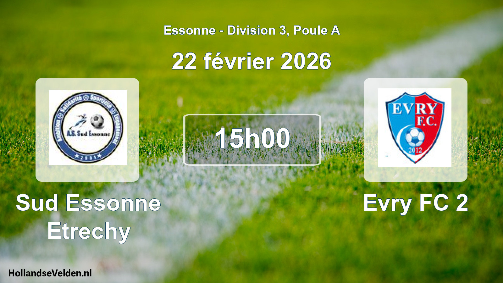 Match programmé: Sud Essonne Etrechy - Evry FC 2 (22 février 2026)