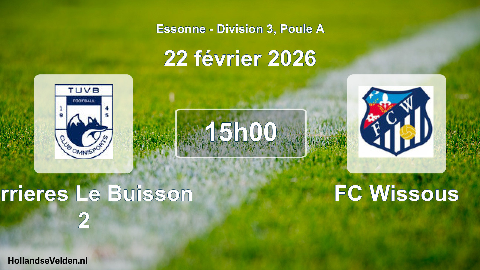 Match programmé: Verrieres Le Buisson 2 - FC Wissous (22 février 2026)