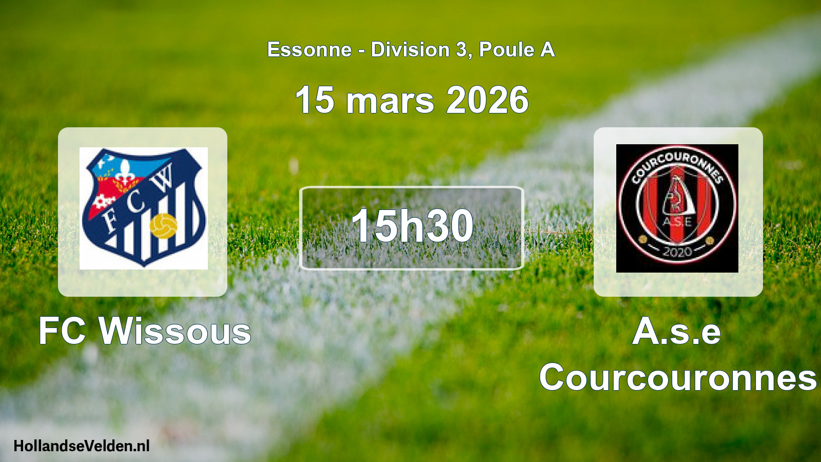 Match programmé: FC Wissous - A.s.e Courcouronnes (15 mars 2026)