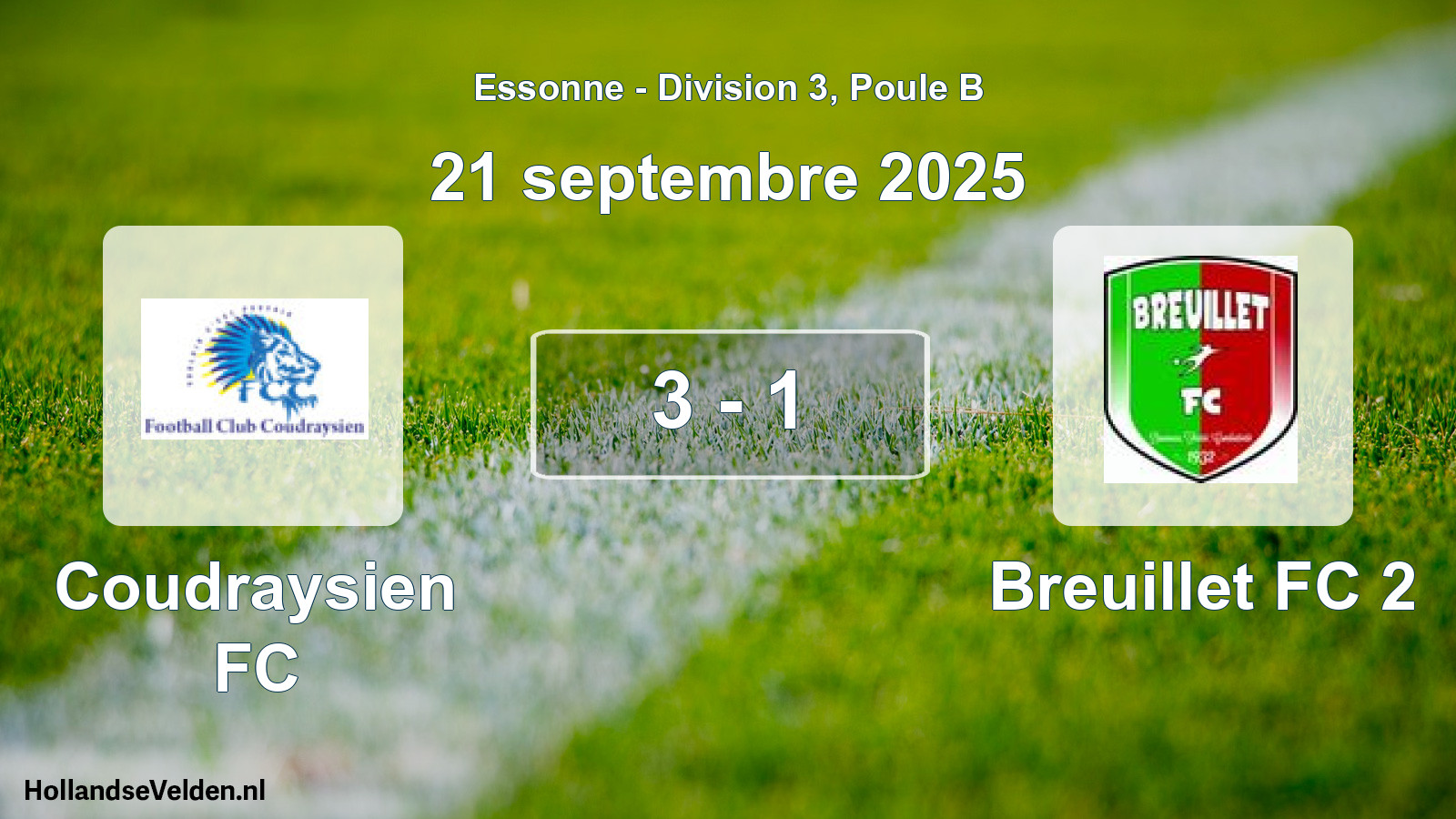Match joué: Coudraysien FC - Breuillet FC 2 3 - 1 (21 septembre 2025)