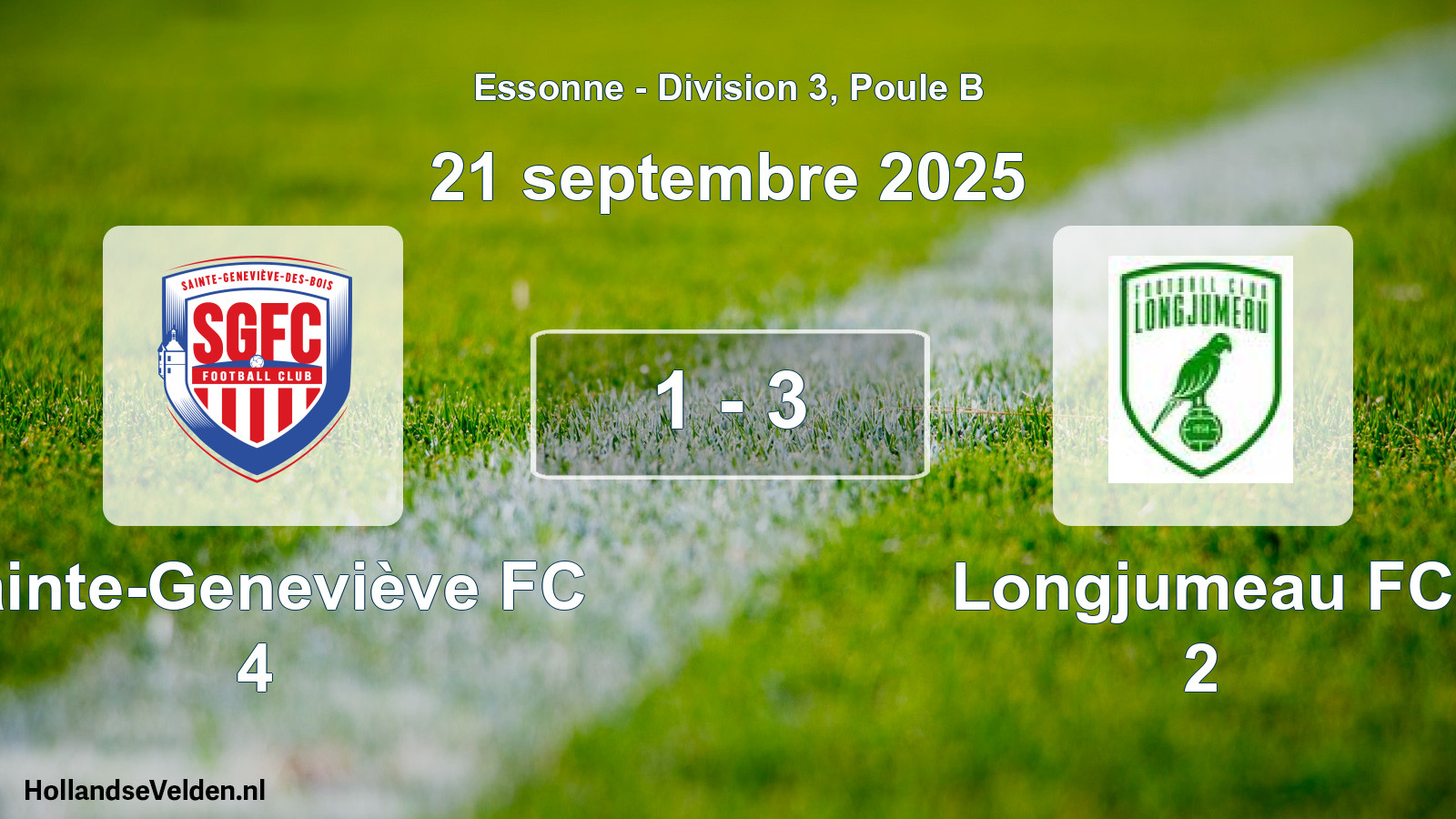 Gespeelde wedstrijd: Sainte-Geneviève FC 4 - Longjumeau FC 2 1 - 3 (21 september 2025)