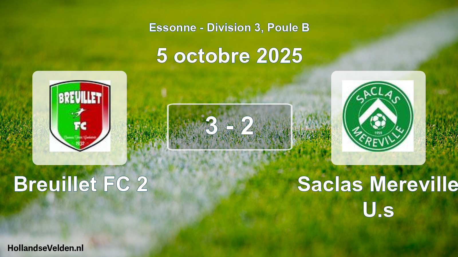 Match joué: Breuillet FC 2 - Saclas Mereville U.s 3 - 2 (5 octobre 2025)