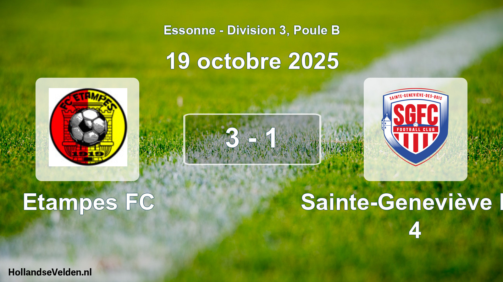 Match joué: Etampes FC - Sainte-Geneviève FC 4 3 - 1 (19 octobre 2025)