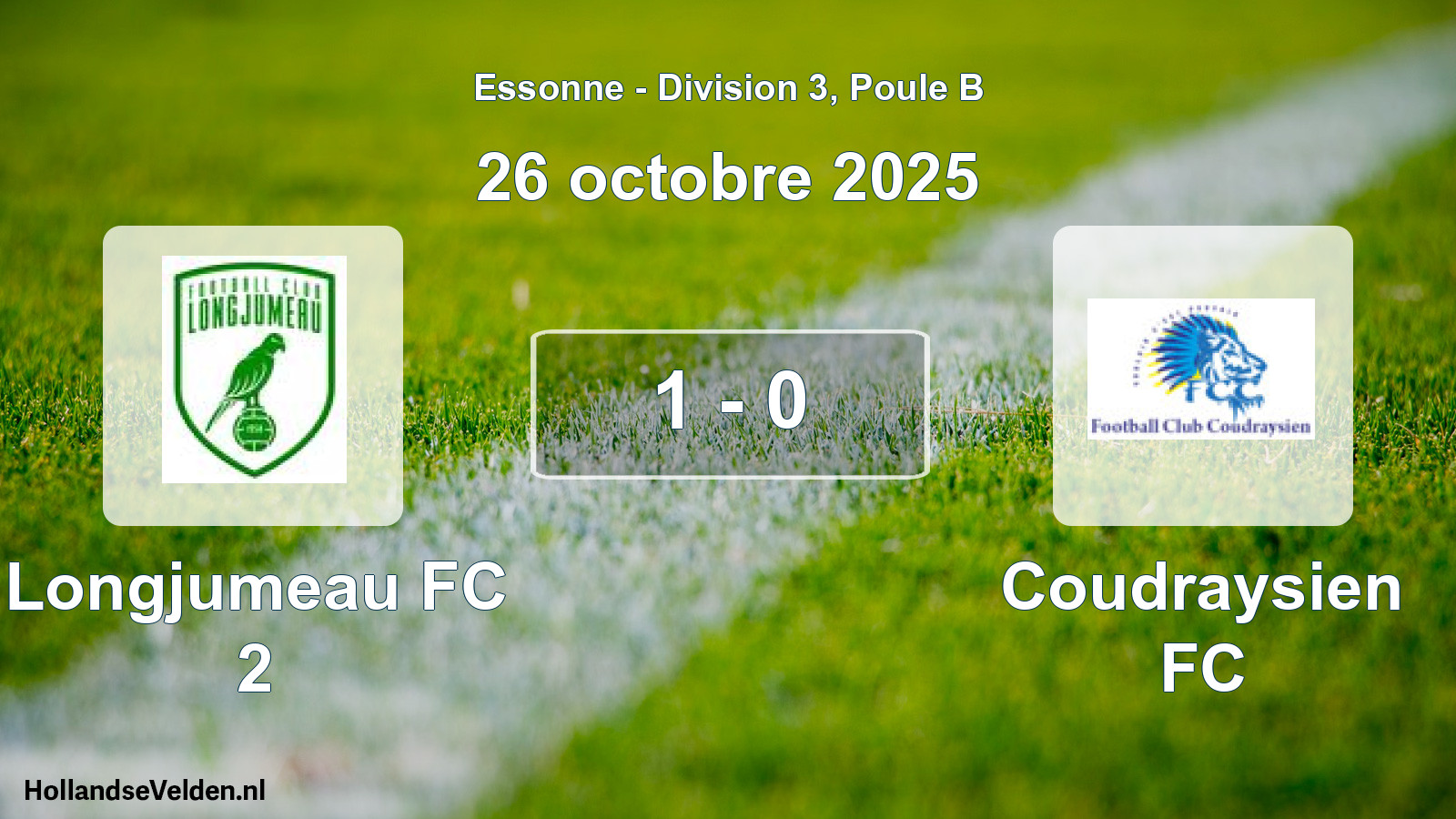 Gespeelde wedstrijd: Longjumeau FC 2 - Coudraysien FC 1 - 0 (26 oktober 2025)