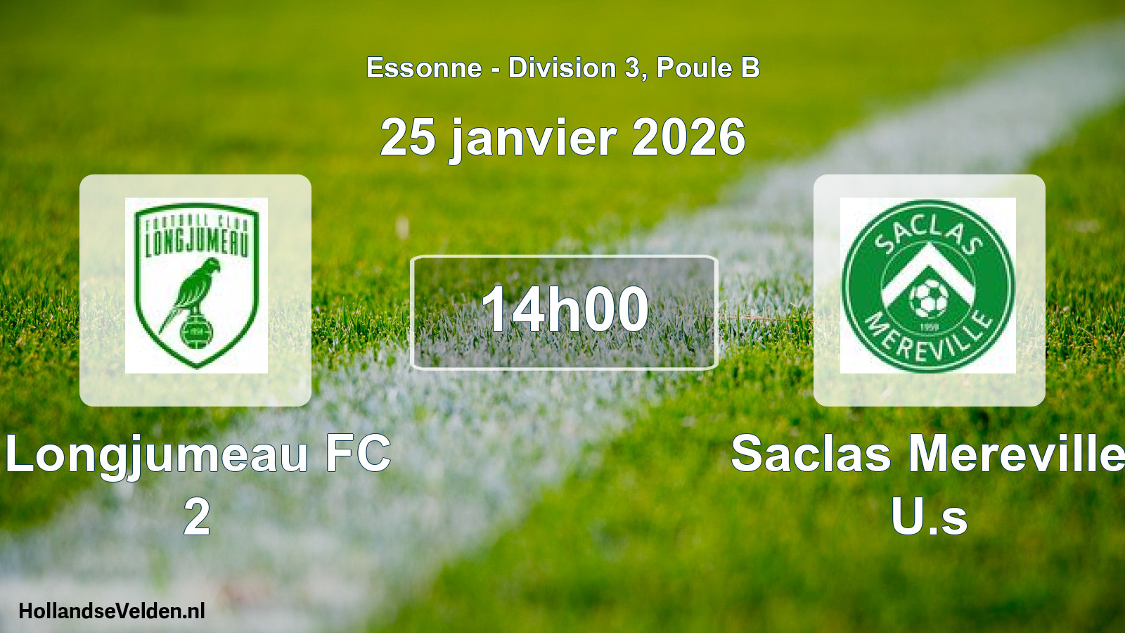 Match programmé: Longjumeau FC 2 - Saclas Mereville U.s (25 janvier 2026)
