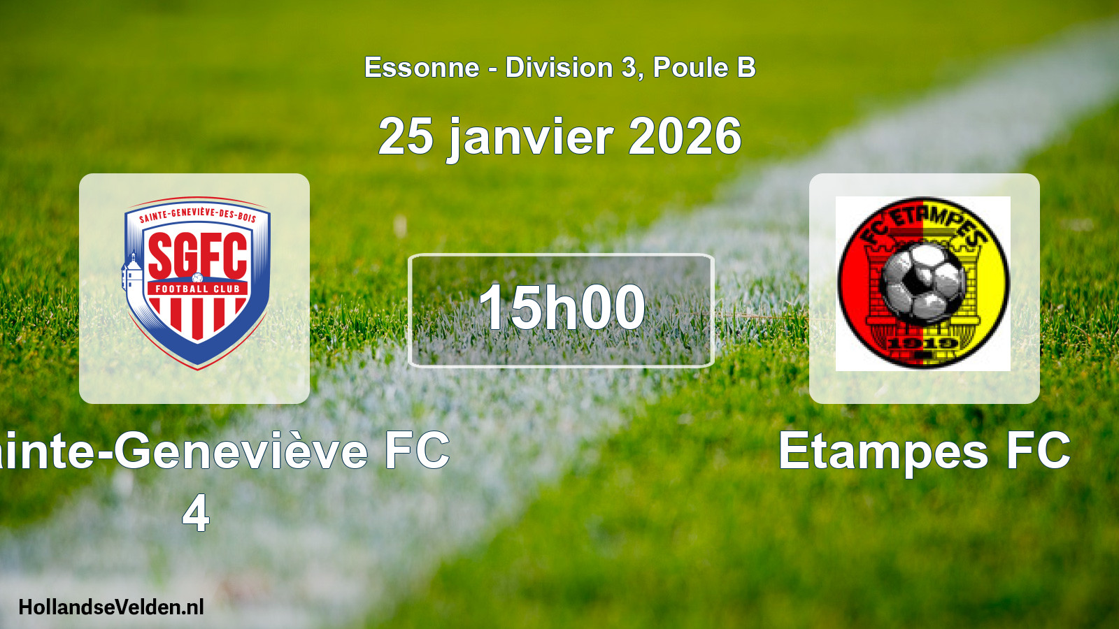 Match programmé: Sainte-Geneviève FC 4 - Etampes FC (25 janvier 2026)