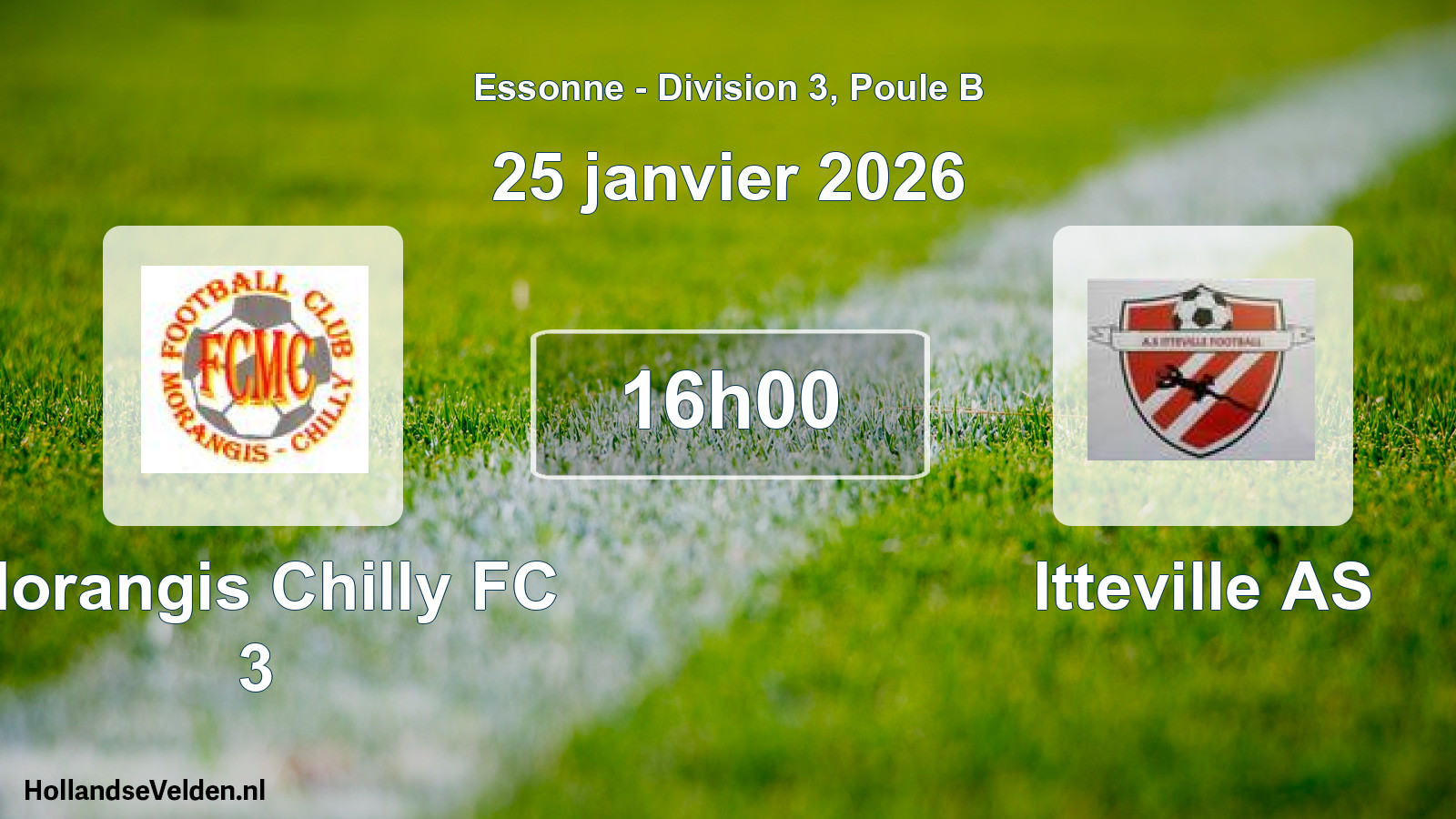 Match programmé: Morangis Chilly FC 3 - Itteville AS (25 janvier 2026)