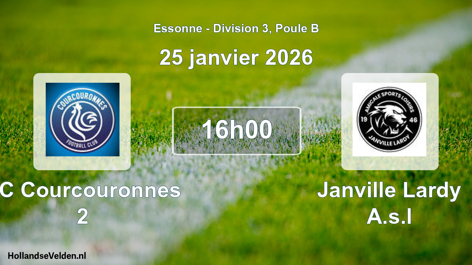 Match programmé: FC Courcouronnes 2 - Janville Lardy A.s.l (25 janvier 2026)