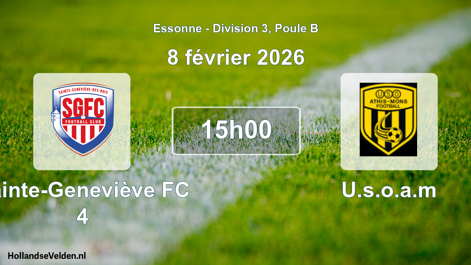Match programmé: Sainte-Geneviève FC 4 - U.s.o.a.m (8 février 2026)