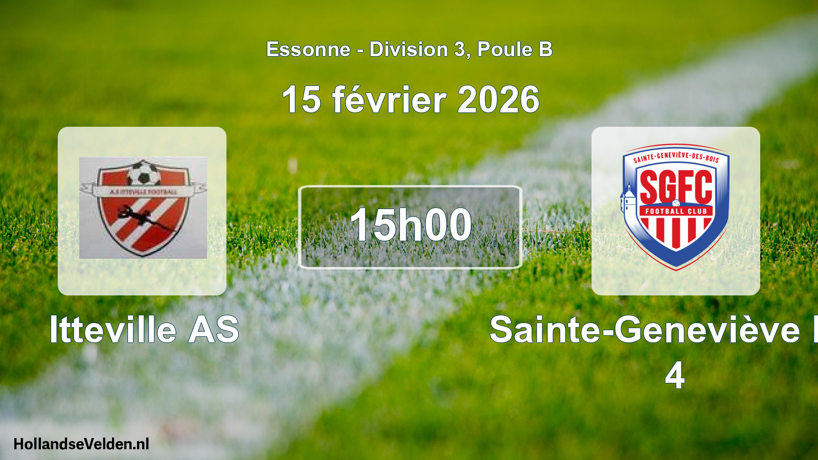 Match programmé: Itteville AS - Sainte-Geneviève FC 4 (15 février 2026)