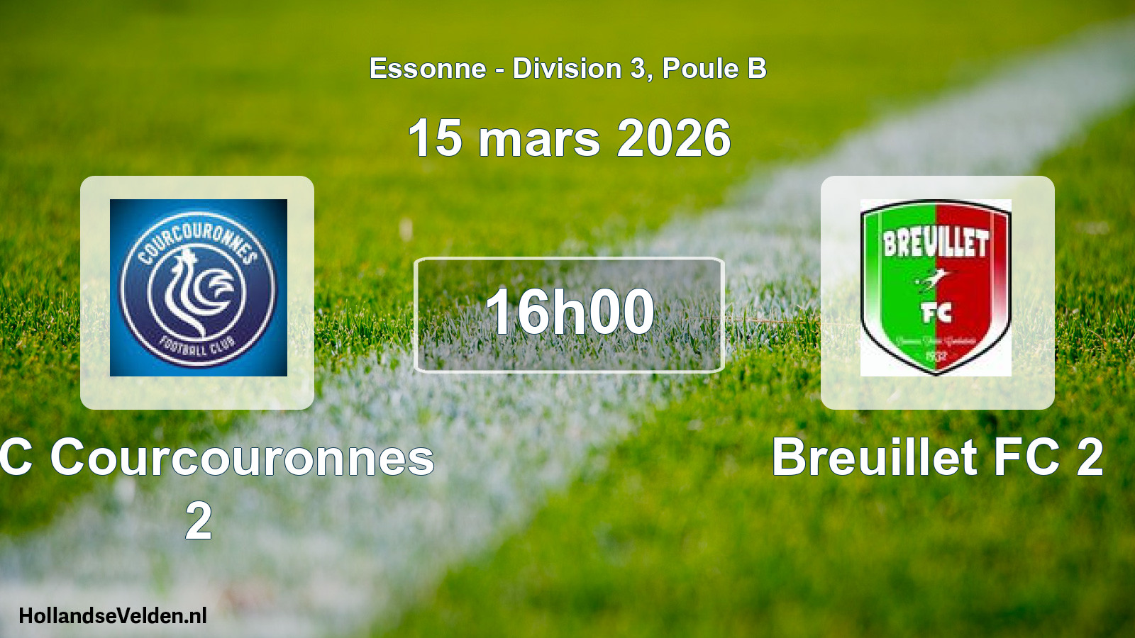 Match programmé: FC Courcouronnes 2 - Breuillet FC 2 (15 mars 2026)