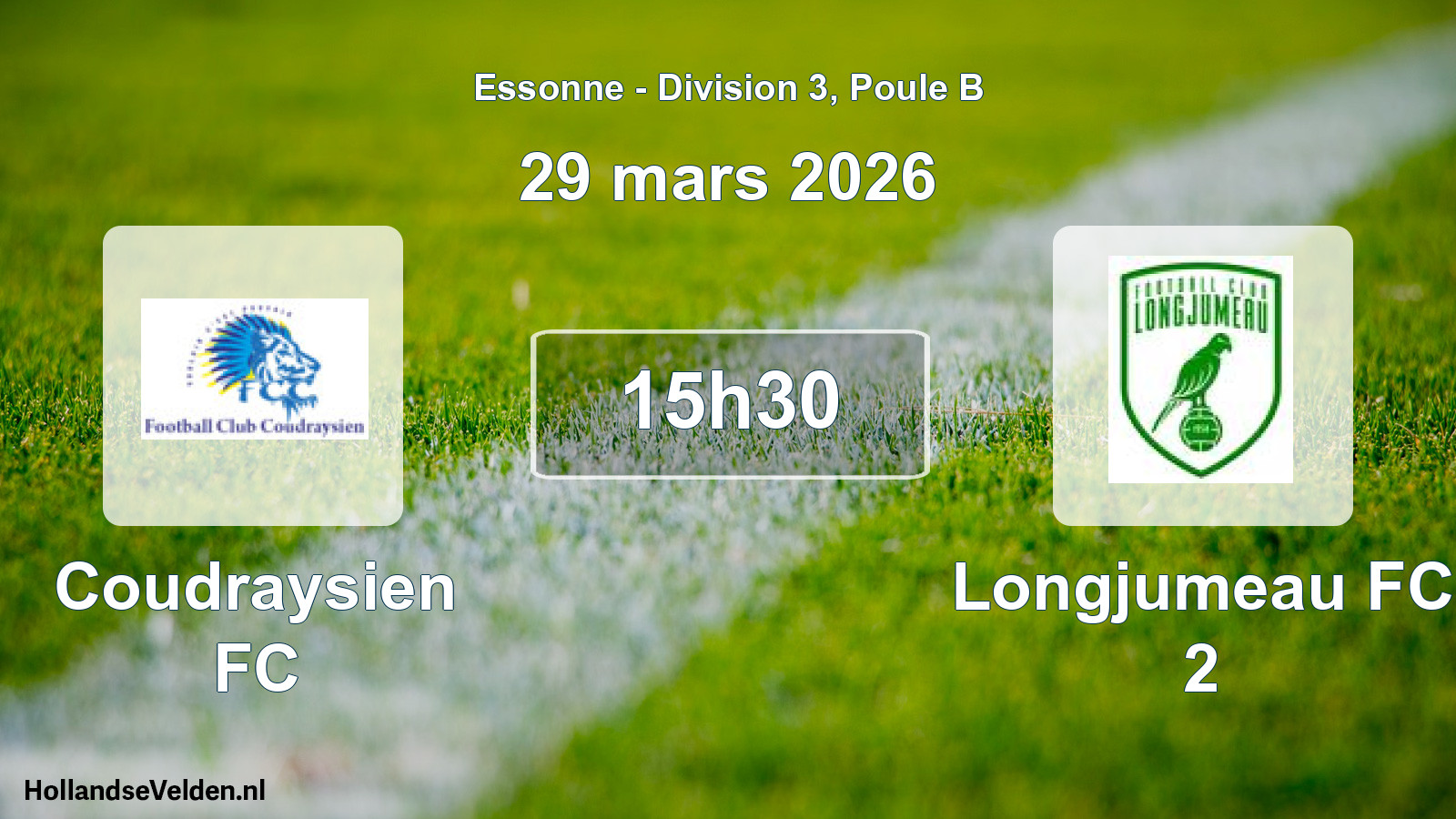 Geplande wedstrijd: Coudraysien FC - Longjumeau FC 2 (29 maart 2026)