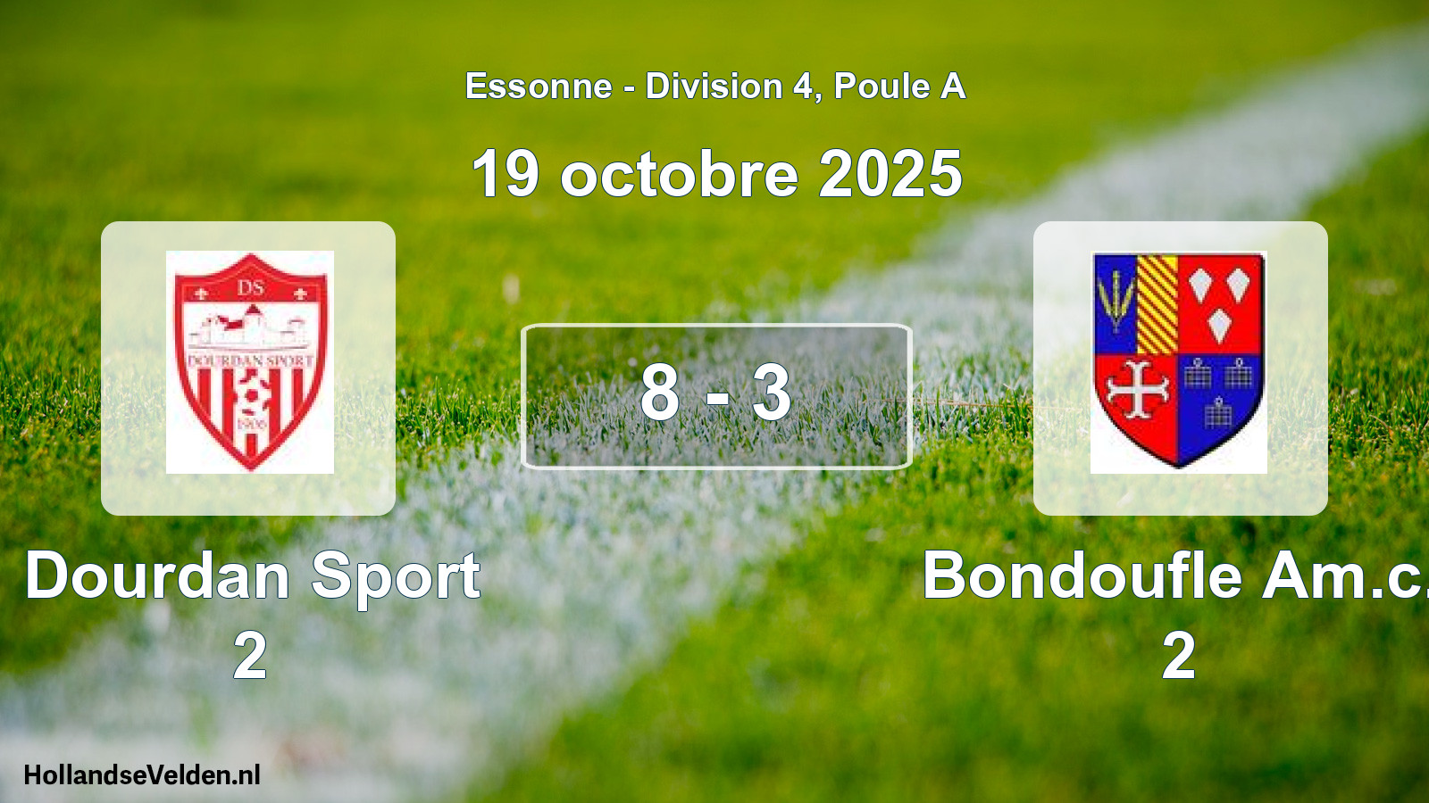 Gespeelde wedstrijd: Dourdan Sport 2 - Bondoufle Am.c. 2 8 - 3 (19 oktober 2025)