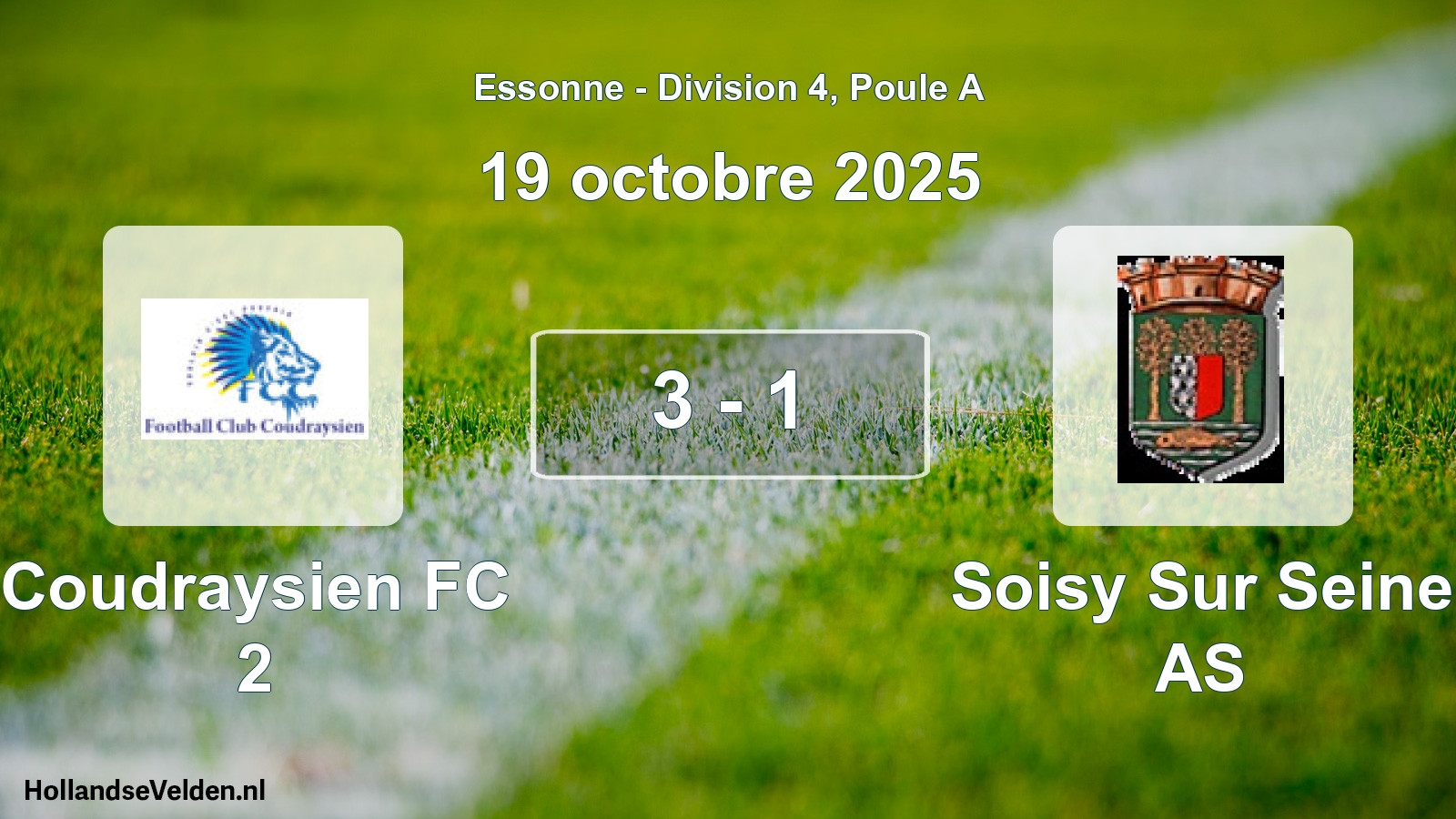 Gespeelde wedstrijd: Coudraysien FC 2 - Soisy Sur Seine AS 3 - 1 (19 oktober 2025)