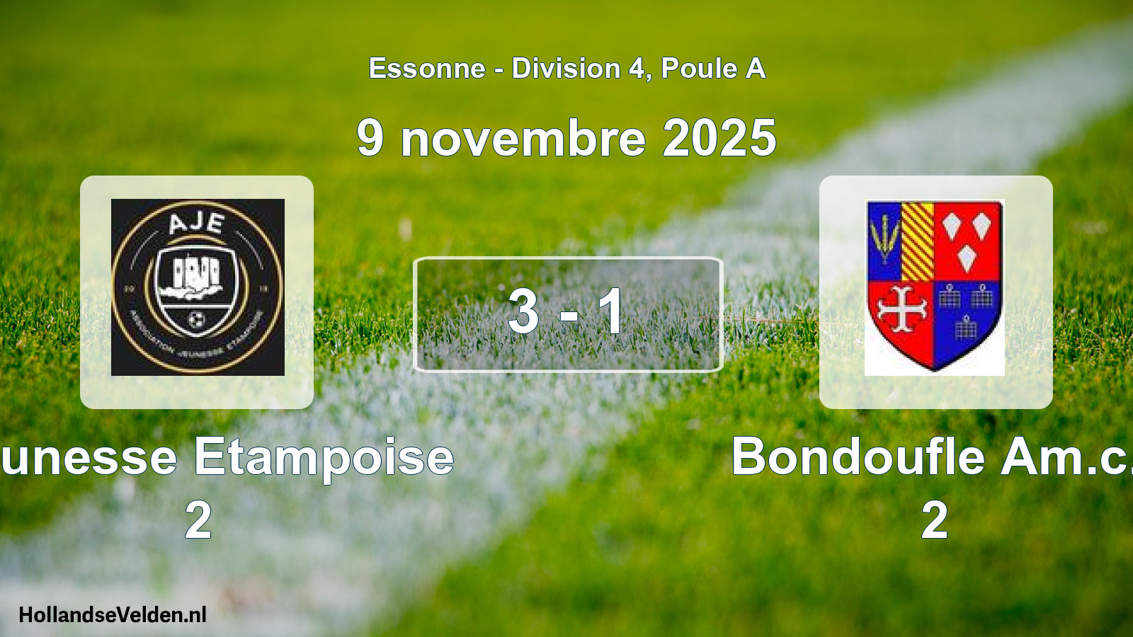 Match joué: Jeunesse Etampoise 2 - Bondoufle Am.c. 2 3 - 1 (9 novembre 2025)
