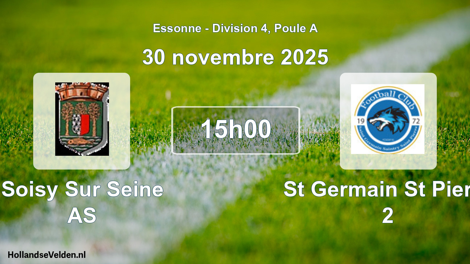 Match programmé: Soisy Sur Seine AS - St Germain St Pierre 2 (30 novembre 2025)