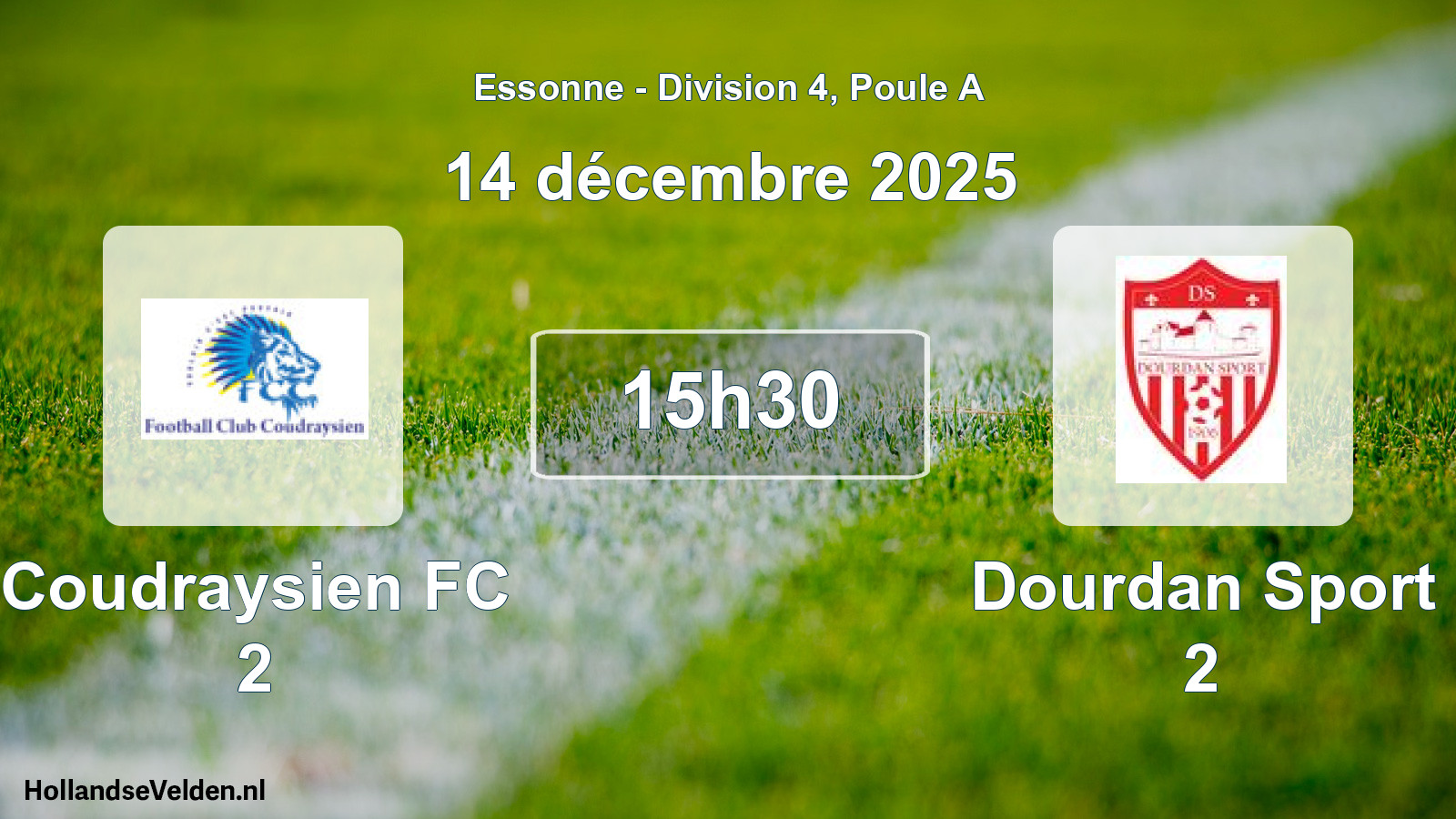 Match programmé: Coudraysien FC 2 - Dourdan Sport 2 (14 décembre 2025)