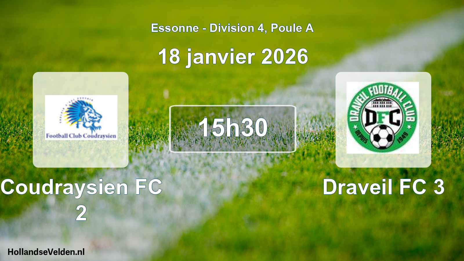 Match programmé: Coudraysien FC 2 - Draveil FC 3 (18 janvier 2026)