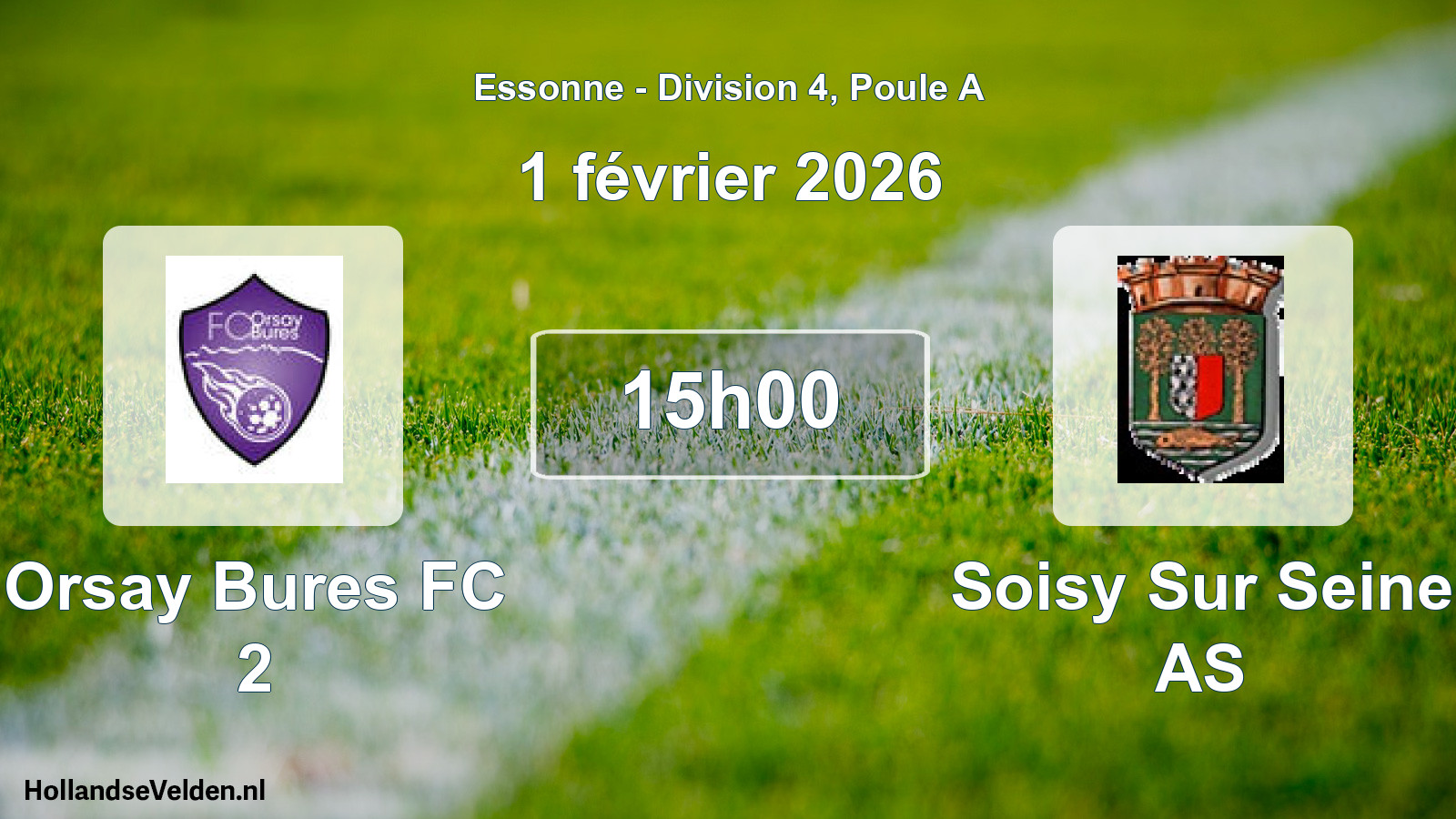 Match programmé: Orsay Bures FC 2 - Soisy Sur Seine AS (1 février 2026)