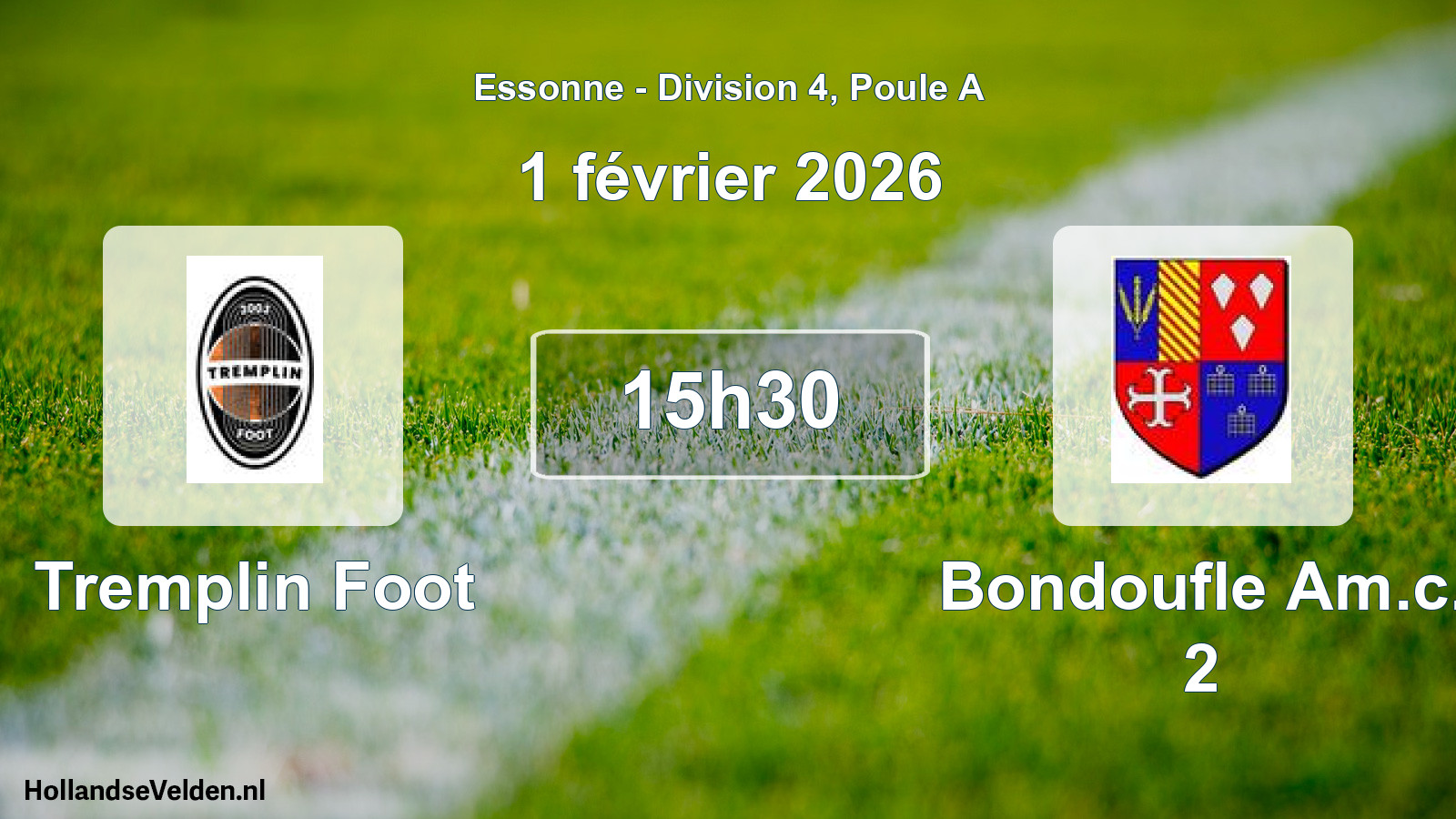 Match programmé: Tremplin Foot - Bondoufle Am.c. 2 (1 février 2026)
