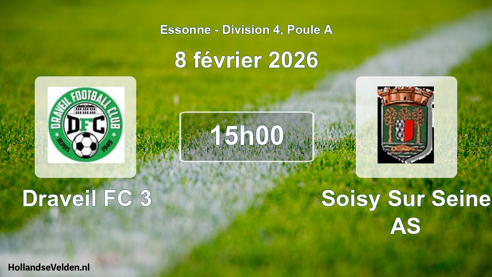 Match programmé: Draveil FC 3 - Soisy Sur Seine AS (8 février 2026)