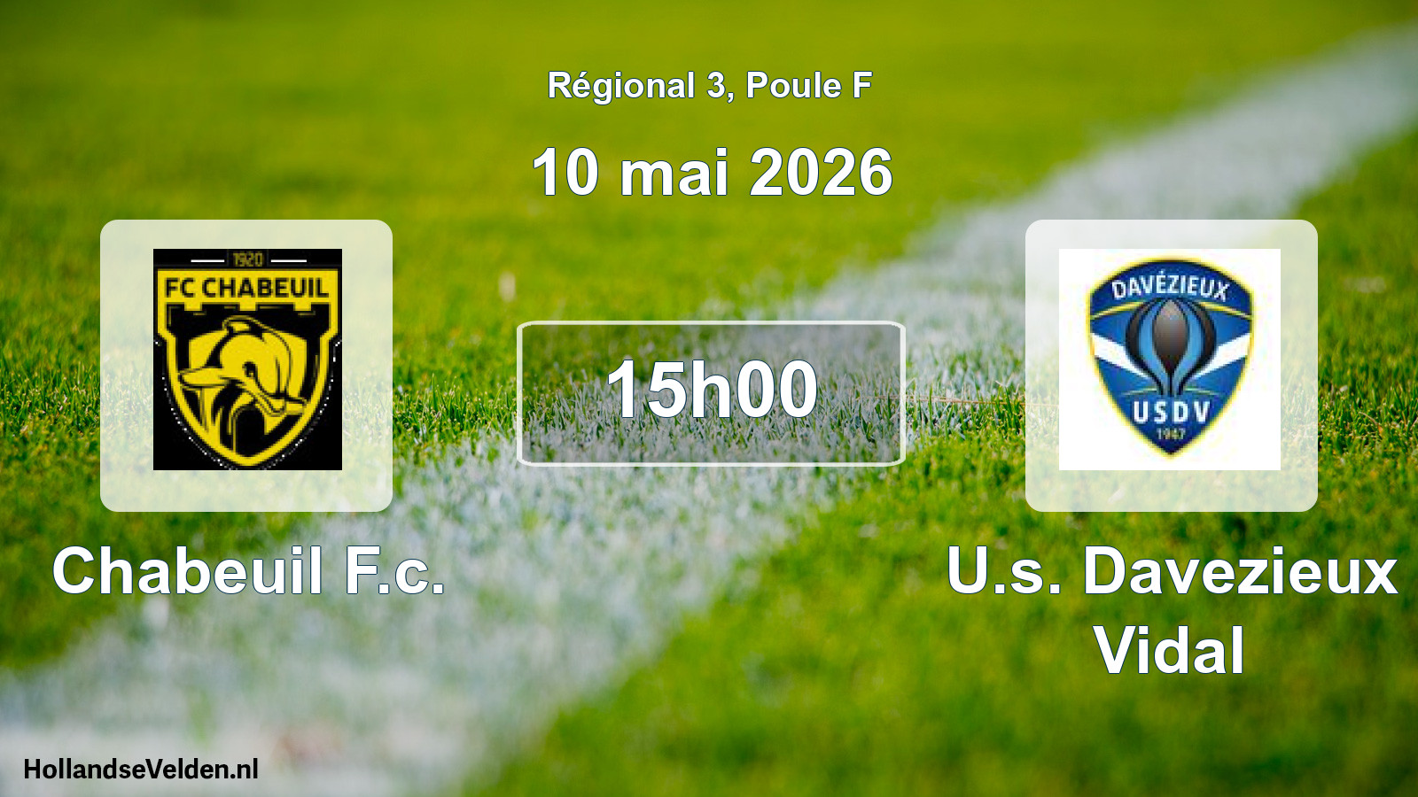 Geplande wedstrijd: Chabeuil F.c. - U.s. Davezieux Vidal (10 mai 2026)