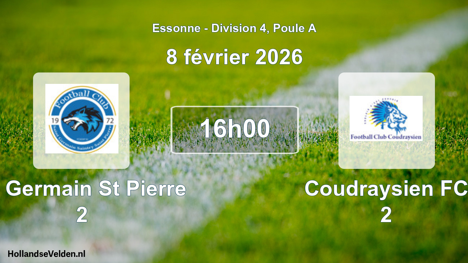 Match programmé: St Germain St Pierre 2 - Coudraysien FC 2 (8 février 2026)