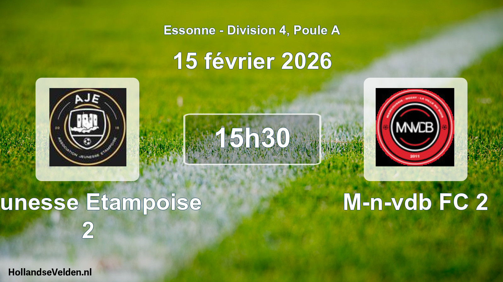 Match programmé: Jeunesse Etampoise 2 - M-n-vdb FC 2 (15 février 2026)