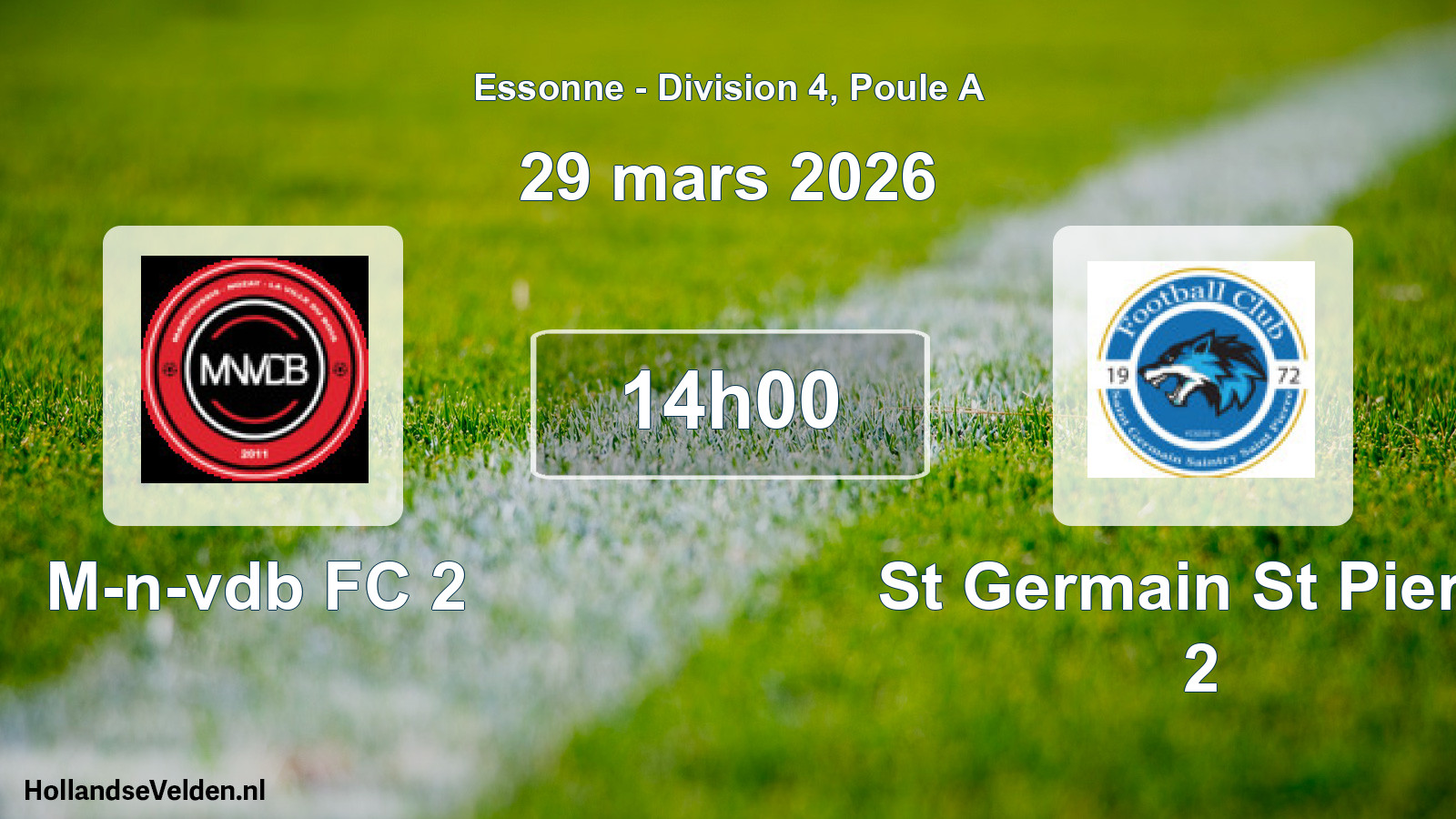Geplande wedstrijd: M-n-vdb FC 2 - St Germain St Pierre 2 (29 maart 2026)