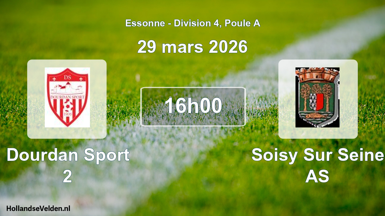 Match programmé: Dourdan Sport 2 - Soisy Sur Seine AS (29 mars 2026)