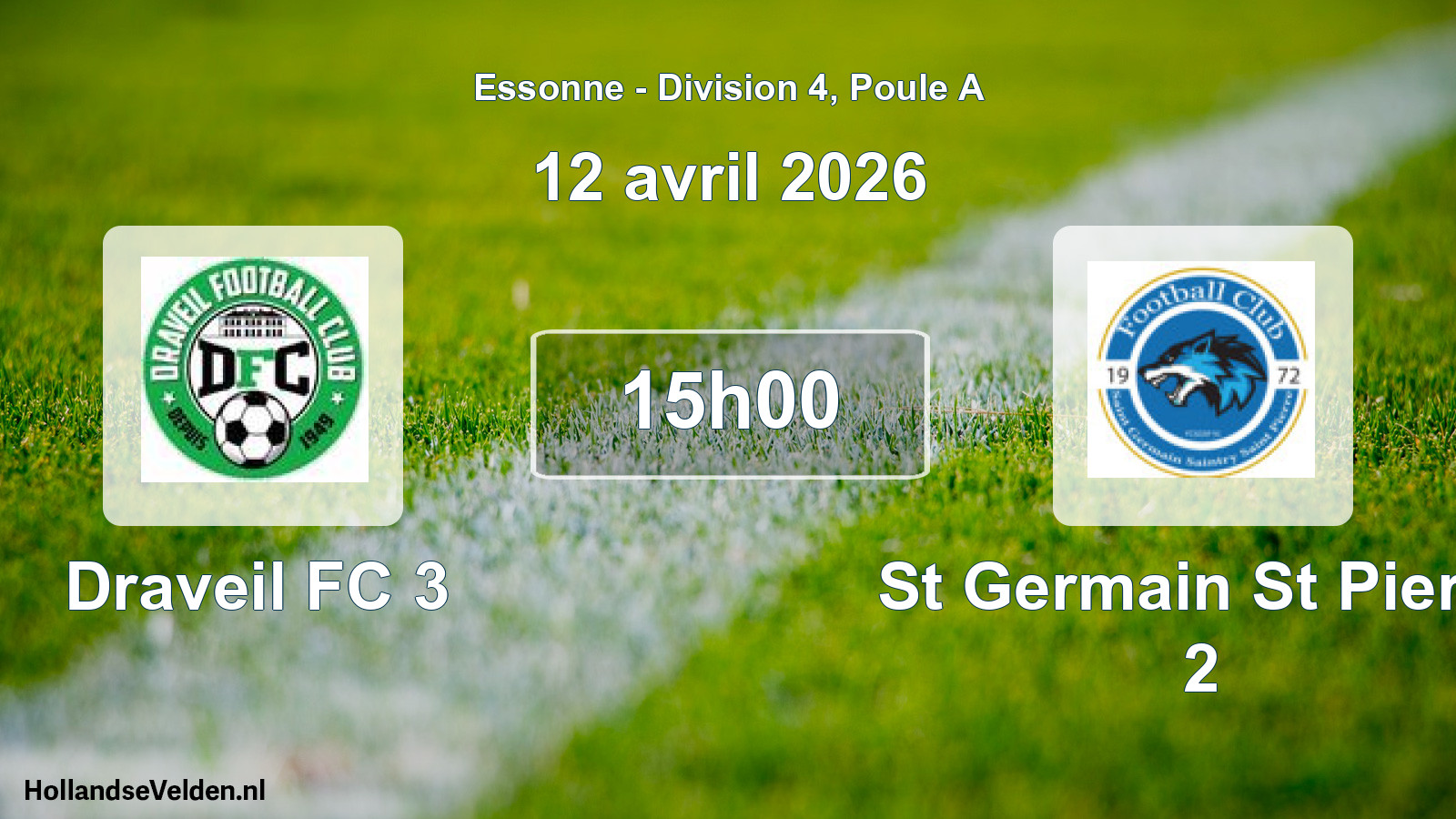 Match programmé: Draveil FC 3 - St Germain St Pierre 2 (12 avril 2026)