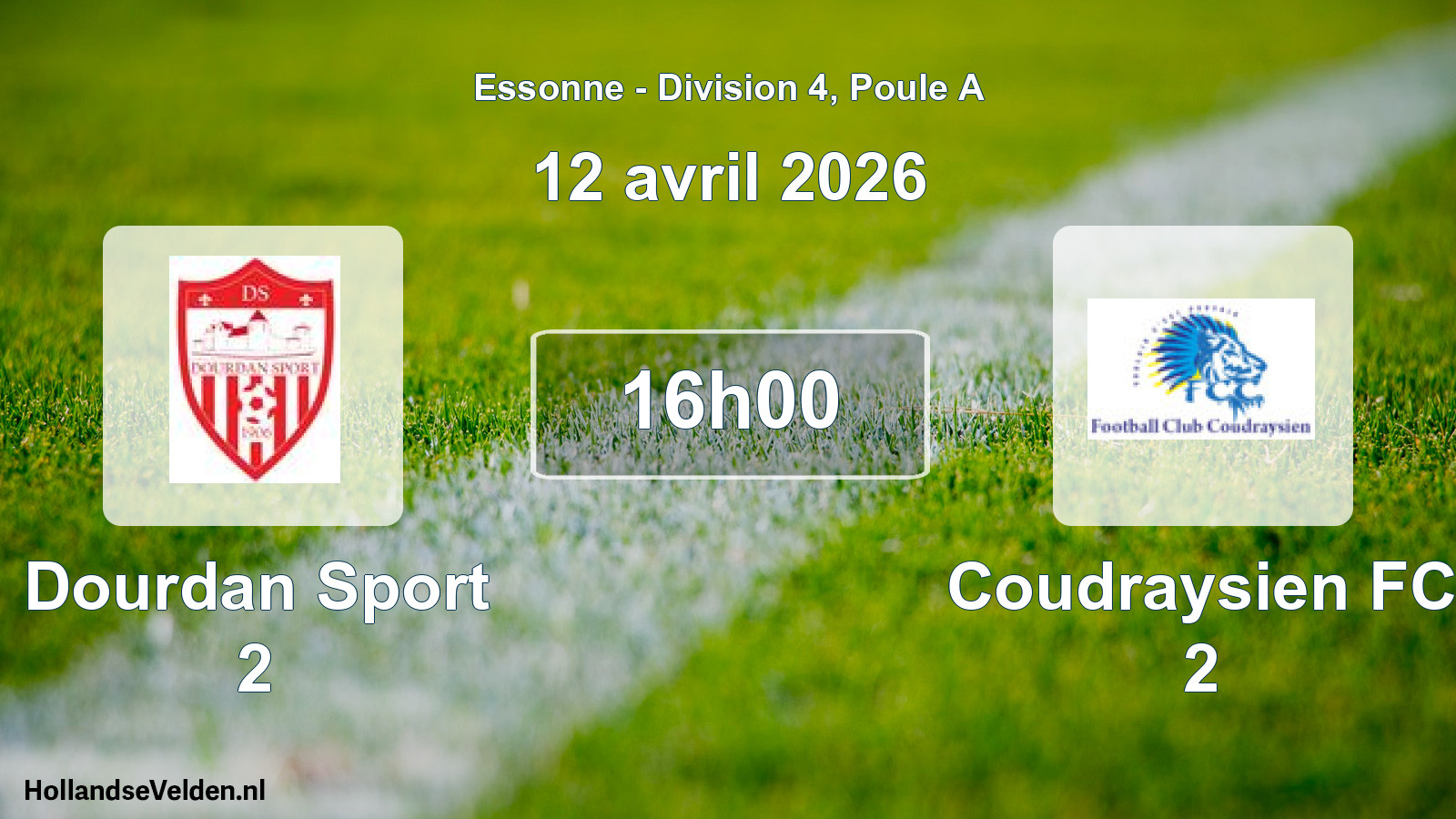 Geplande wedstrijd: Dourdan Sport 2 - Coudraysien FC 2 (12 april 2026)